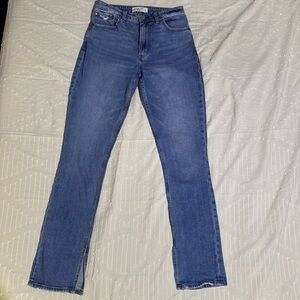 Abercrombie & Fitch High Rise Straight Leg Jeans Ankle Slit Size 27